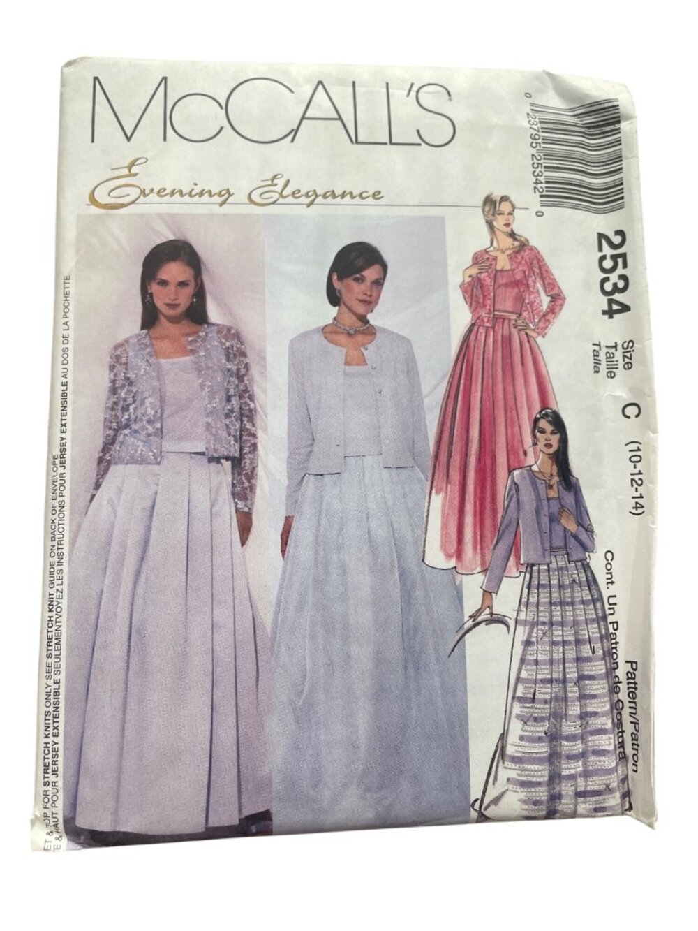 Vintage 90s McCalls 2534 Sewing Pattern Size 10-12-14 Jacket Top Skirt Retro CUT